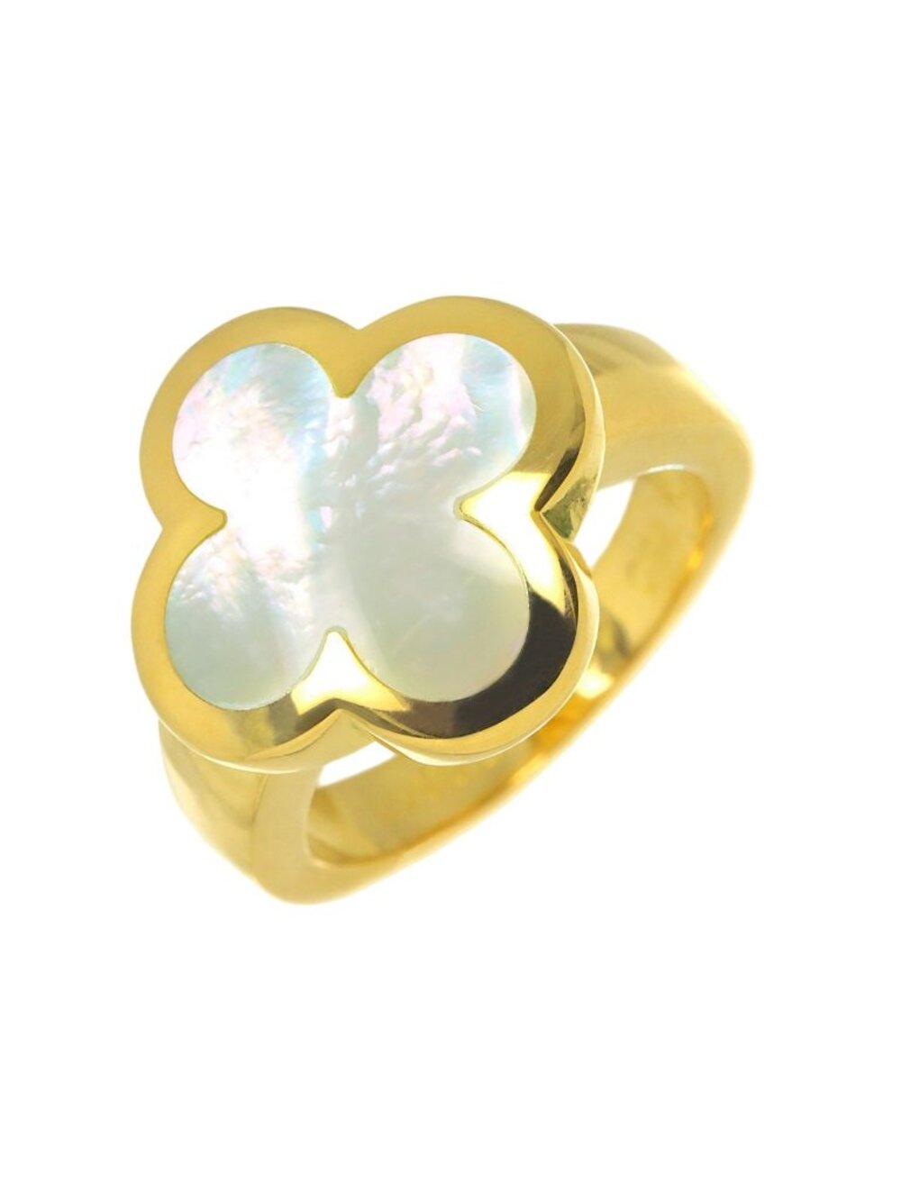 Van Cleef & Arpels Pure Alhambra 49 Ring Shell 18k Yellow Gold